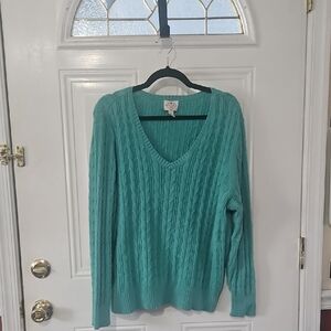 St. John's Bay V-Neck Sweater in Teal